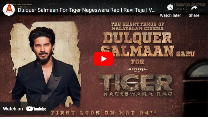 Dulquer Salmaan For Tiger Nageswara Rao